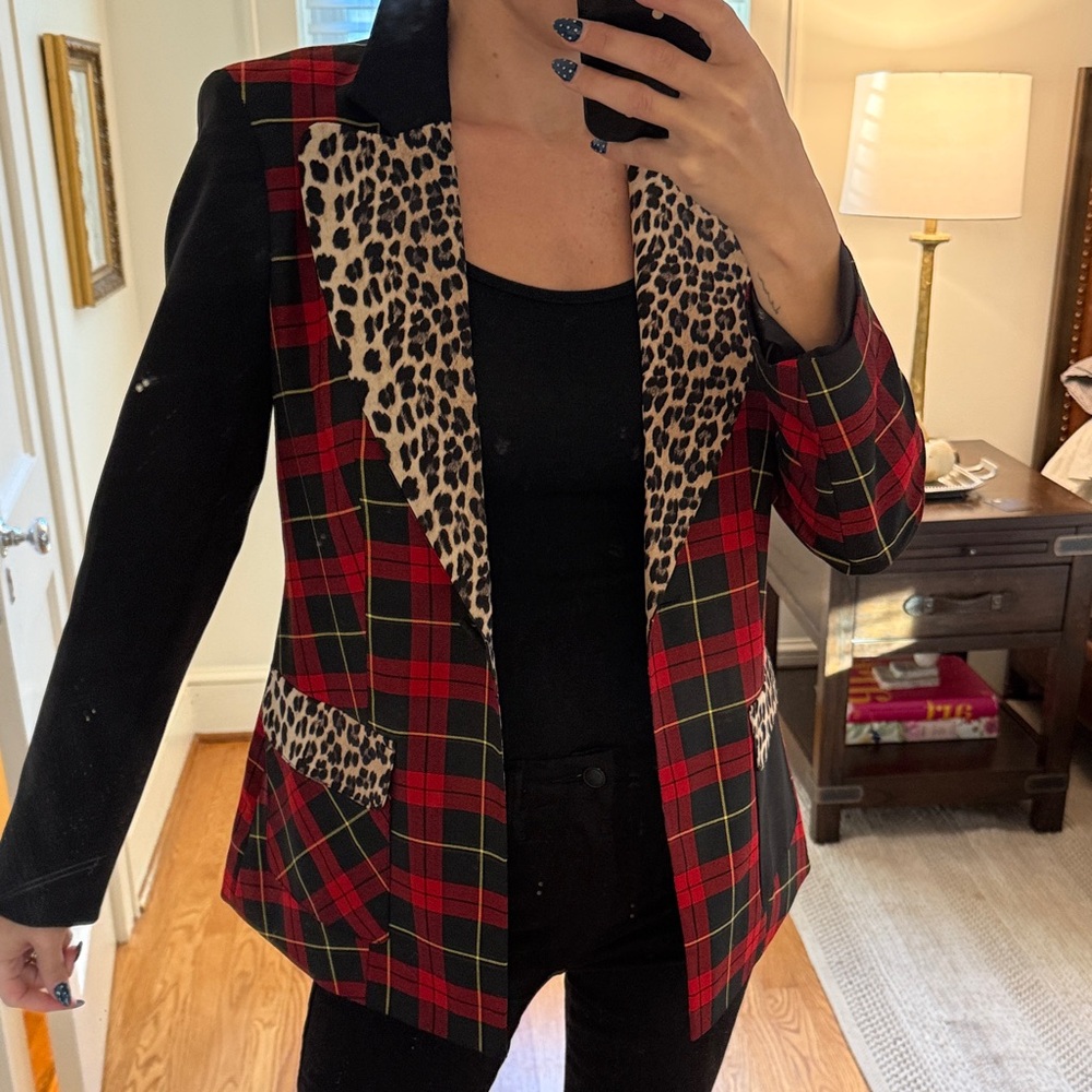 Leopard and Plaid Women's Topshop Blazer